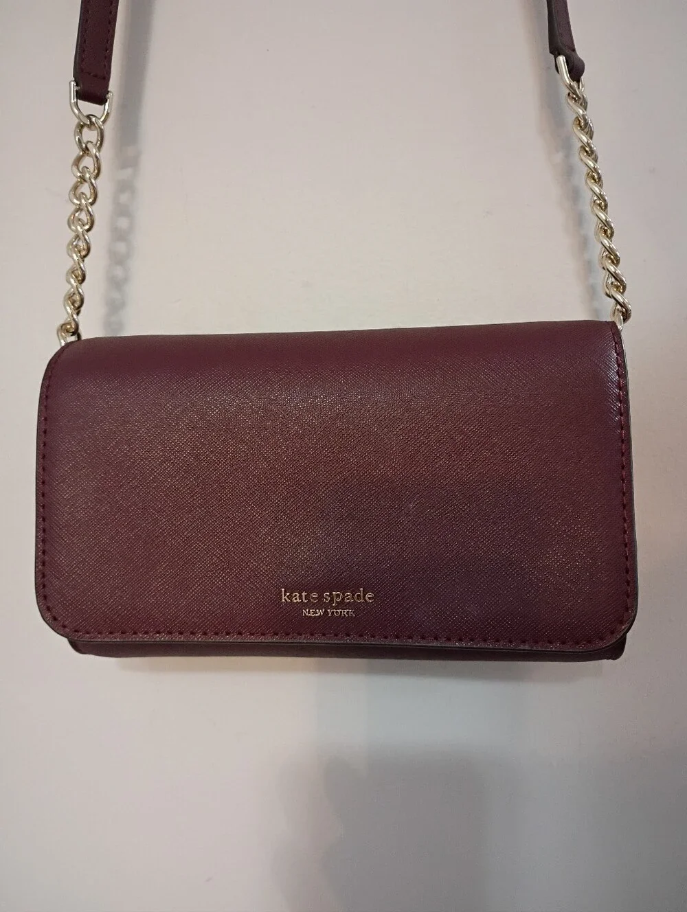 Kate Spade, EUC, Women's, Pebbled Leather Crossbody Bag, Color Burgundy,